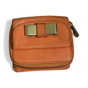 Chloe Lily Bow Pink Leather Double Sided Bifold Compact Wallet